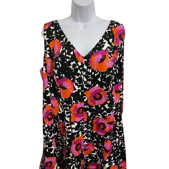Jones Studio Floral Print Sleeveless V Neck Midi Dress Elegant Feminine Size 20W - Picture 8 of 11